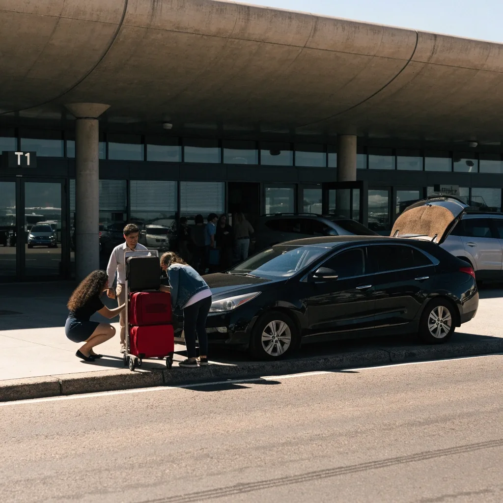 Public pick-up lane at Sydney Airport T1 with cars collecting arriving passengers