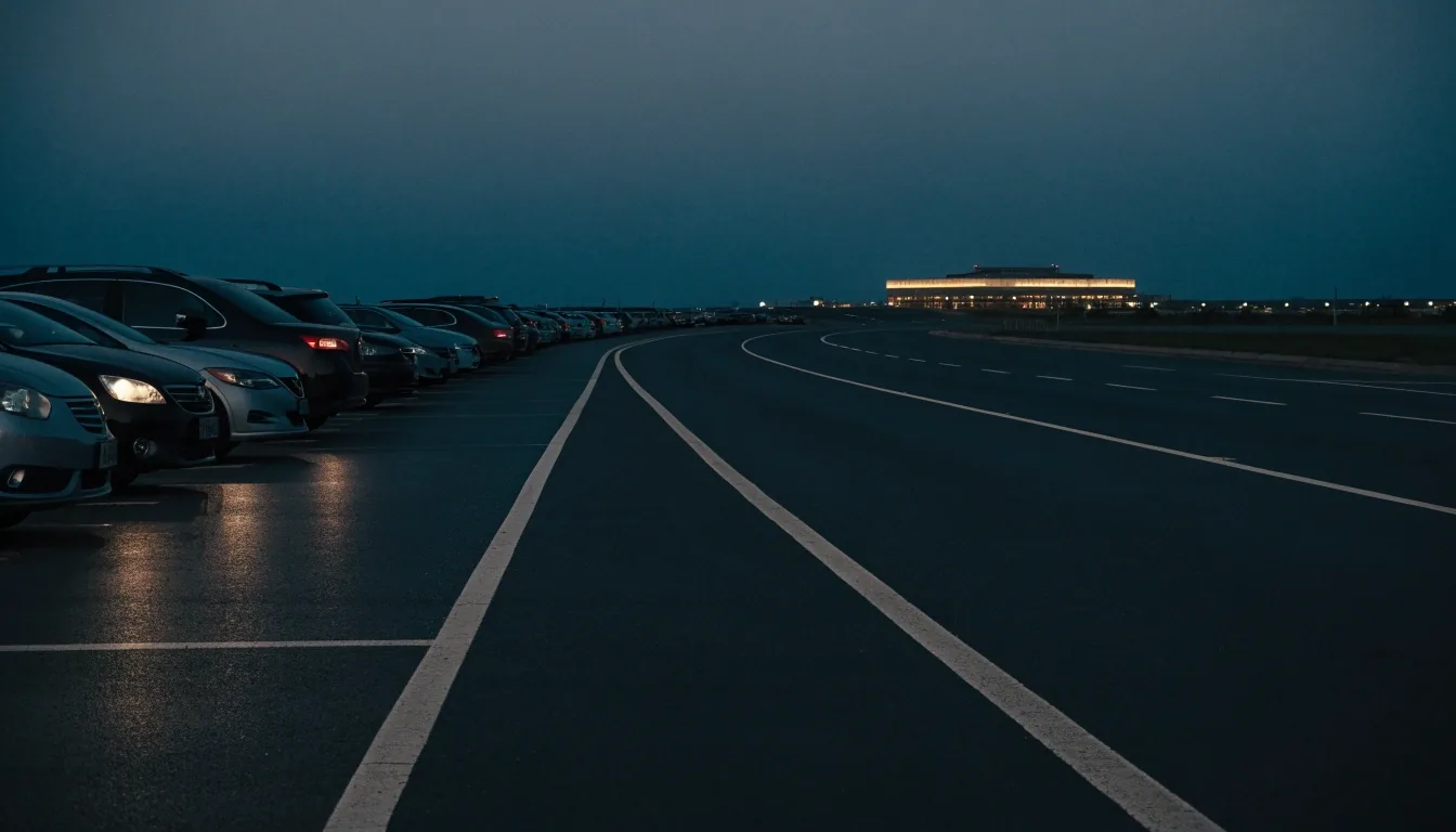 Sydney Airport parking forecourt at night