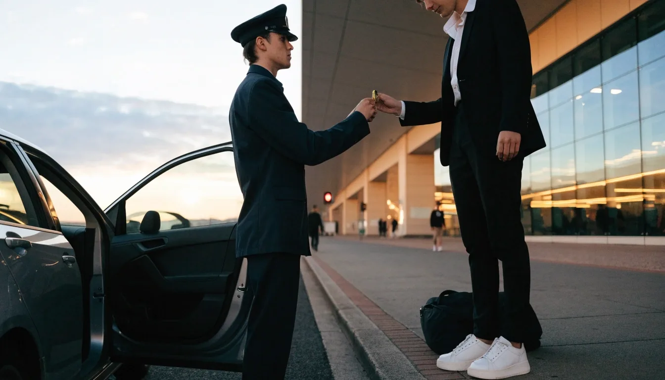 Valet drop-off at Sydney Airport terminal kerb